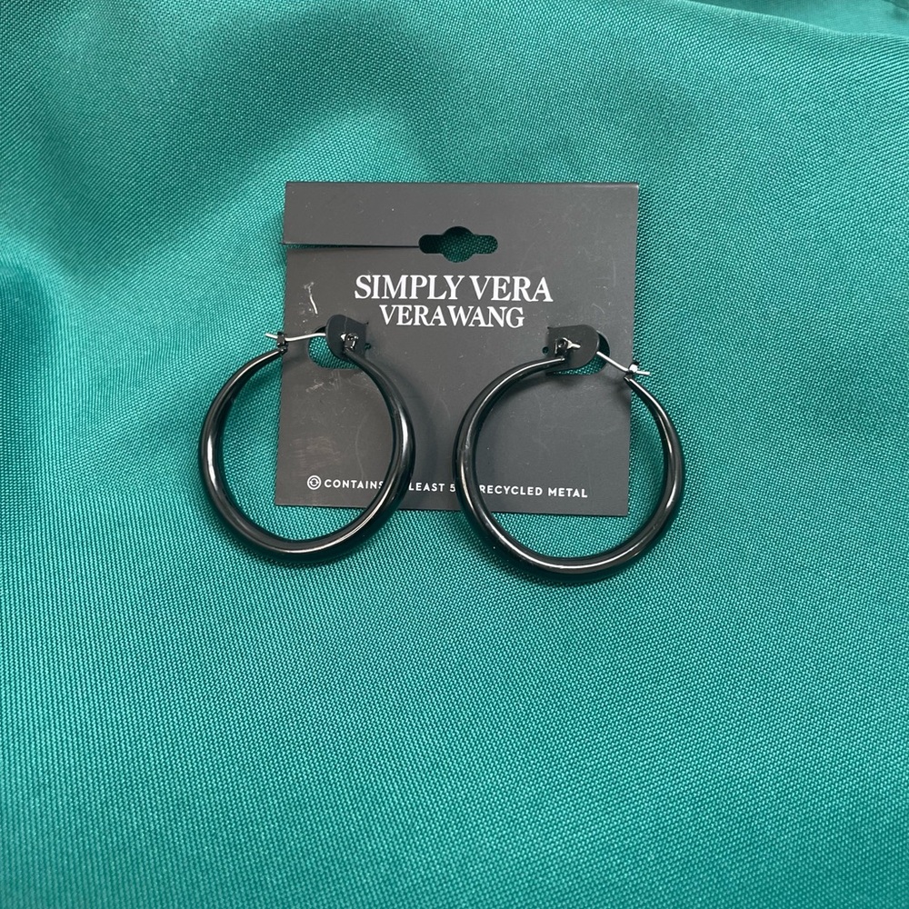 Simply Vera Wang Classic Black Hoop Earrings